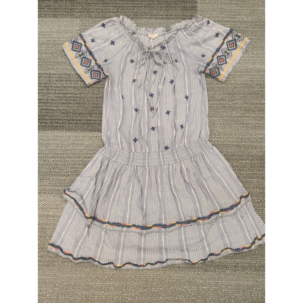 Easel Los Angeles Embroidered Floral Mini Dress Cottagecore Boho Tiered Size Med